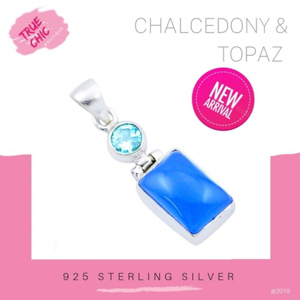 Blue Chalcedony & Topaz Pendant